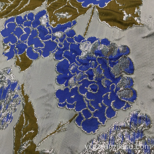Màu xanh hải quân hoa Jacquard vải thổ cẩm